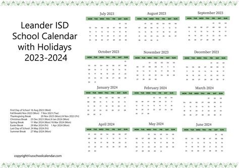 Leander Isd Holiday Calendar